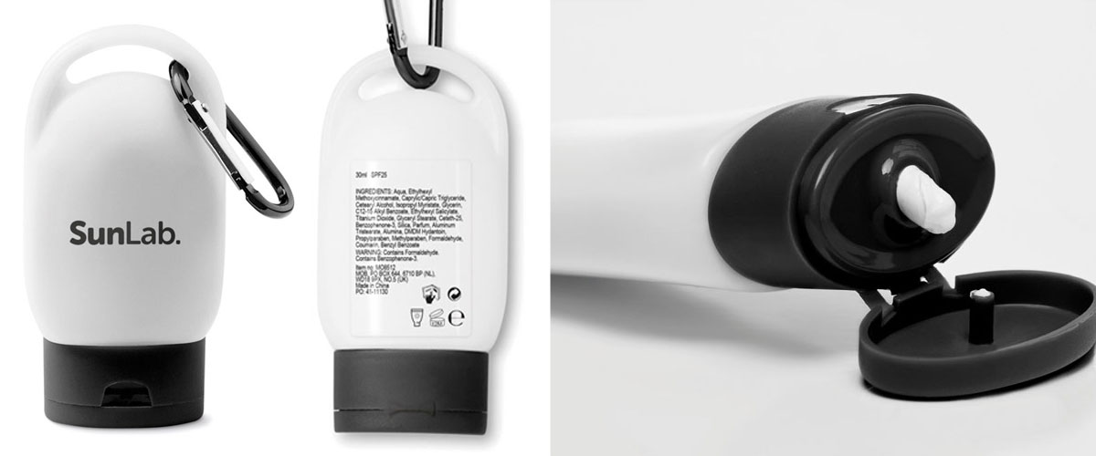 Cremas solares personalizables en su imagen con un logotipo, texto o imagen